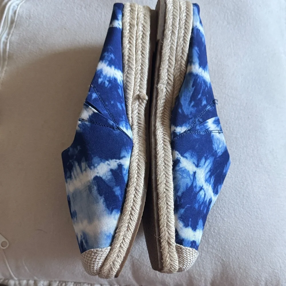 Crown Vintage Lonari Blue Tie-Dye Espadrilles slip on textile clogs shoes Sz 9.5